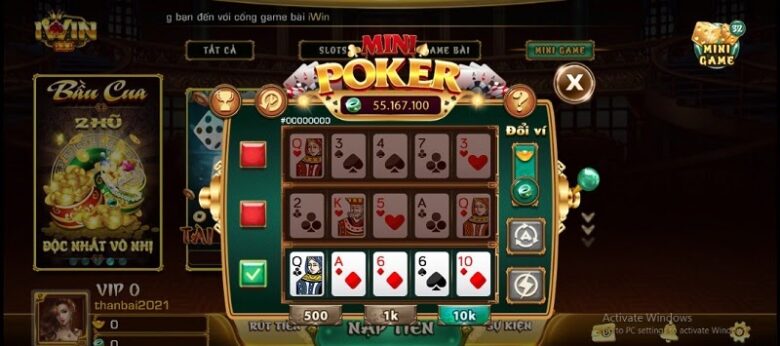 Mẹo chơi Mini Poker Iwin - chọn mức cược cao và chuyên nhất