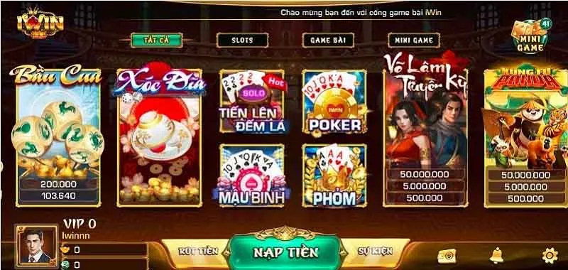 Giao diện Iwin Web đẹp