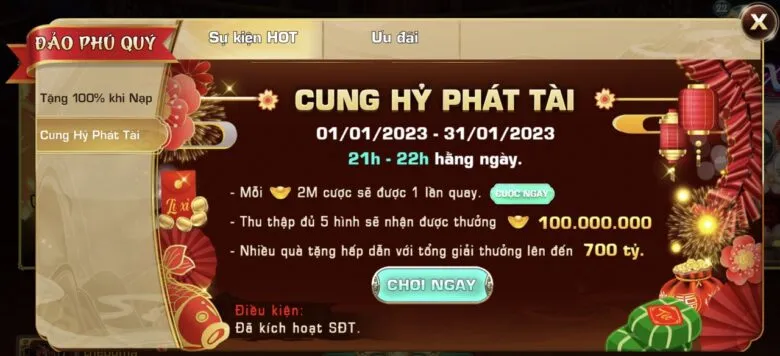 Event cung hỷ phát tài 2023 tại Iwin68 club